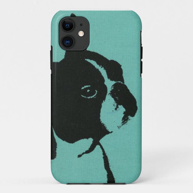 Coques Case-Mate iPhone Caisse bleue de téléphone de Boston Terrier (Dos)