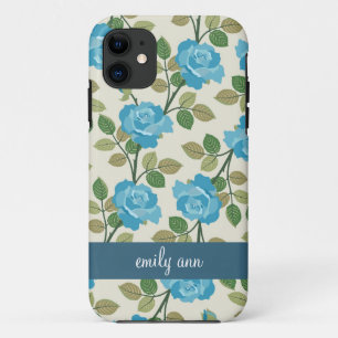 Coque Case-Mate Pour iPhone Caisse bleue du motif iPhone4 de vignes de roses