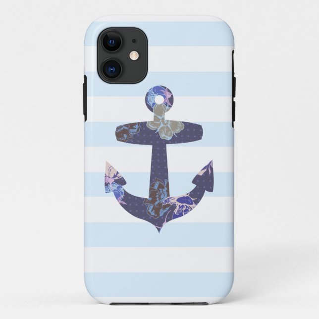Coques Case-Mate iPhone Caisse bleue nautique fleurie de l'iphone 5 (Dos)