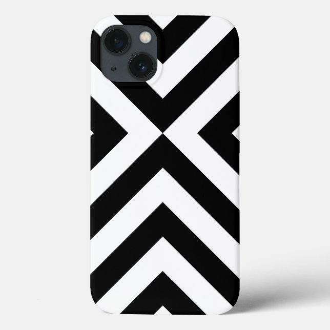 Coques Case-Mate iPhone Caisse de batterie noire et blanche de chevrons (Verso)