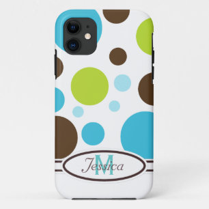Coque Case-Mate Pour iPhone Caisse de bleu, Brown et verte de monogramme de