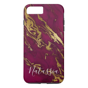 Coques Pour iPhone Caisse de marbre personnalisée Bourgogne de