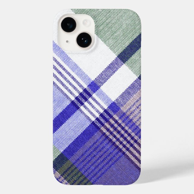 Coques Case-Mate iPhone Caisse de plaid de tartan de gris bleu (Verso)