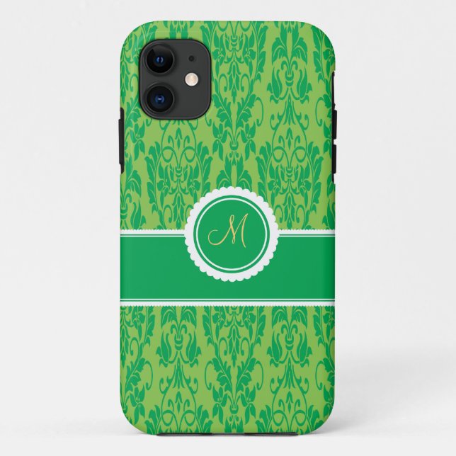 Coques Case-Mate iPhone Caisse décorée d'un monogramme verte de l'iPhone 5 (Dos)
