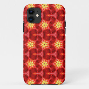 Coque iPhone 11 caisse girly rouge et jaune géométrique d'étoil