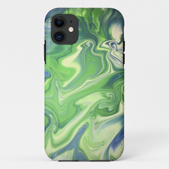 Coques Case-Mate iPhone Caisse marbrée bleu-vert de téléphone (Dos)