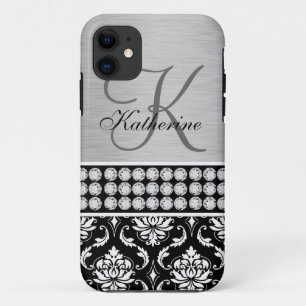 Etui iPhone Case-Mate Caisse noire argentée de l'iPhone 5 de monogramme