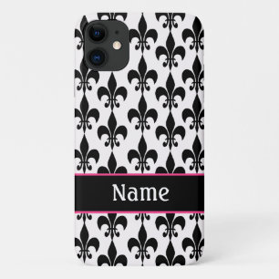 Coque iPhone 11 Caisse noire et blanche de l'iPhone 5 de Fleur de