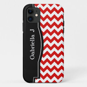 Coque iPhone 11 Caisse noire rouge de l'iPhone 5 de vue de Chevron