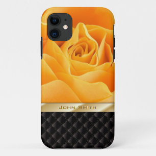 Coque iPhone 11 Caisse nommée faite sur commande jaune de luxe de