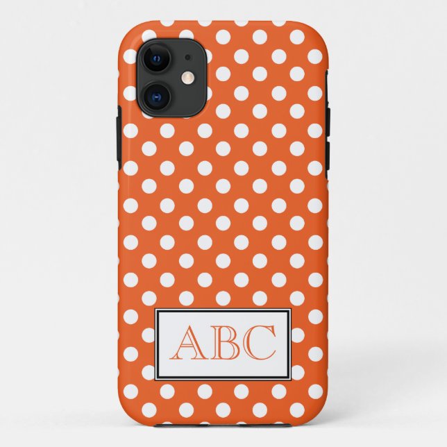 Coques Case-Mate iPhone Caisse orange et blanche de point de polka de (Dos)