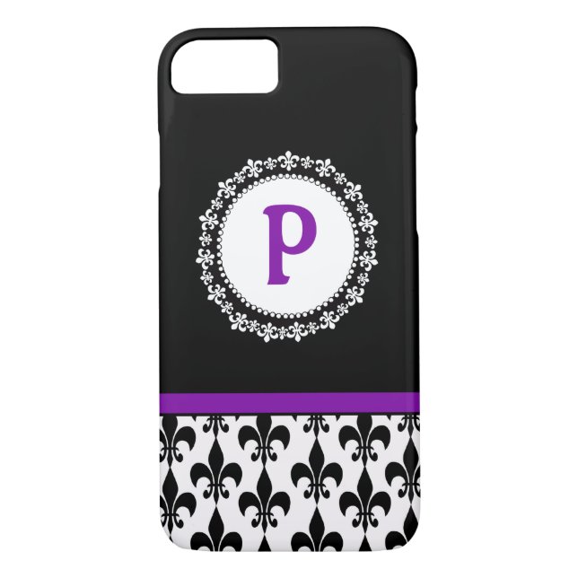 Coques Case-Mate iPhone Caisse pourpre de l'iPhone 4/4S de Monogram Fleur (Dos)