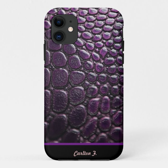Coques Case-Mate iPhone Caisse pourpre de peau de serpent de Faux fait sur (Dos)