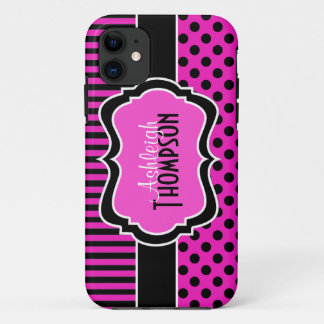 Case-Mate iPhone Case Caisse rayée blanche noire rose de l'iPhone 5 de