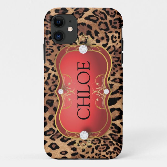 Coques Case-Mate iPhone Caisse rouge de téléphone de léopard de Ciao Bella (Dos)