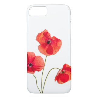 Coque iPhone 8/7 Caisse rouge d'Iphone 7 de fleur de pavot
