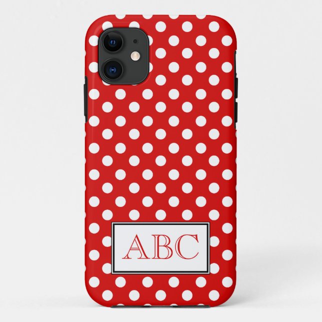 Coques Case-Mate iPhone Caisse rouge et blanche de point de polka de (Dos)