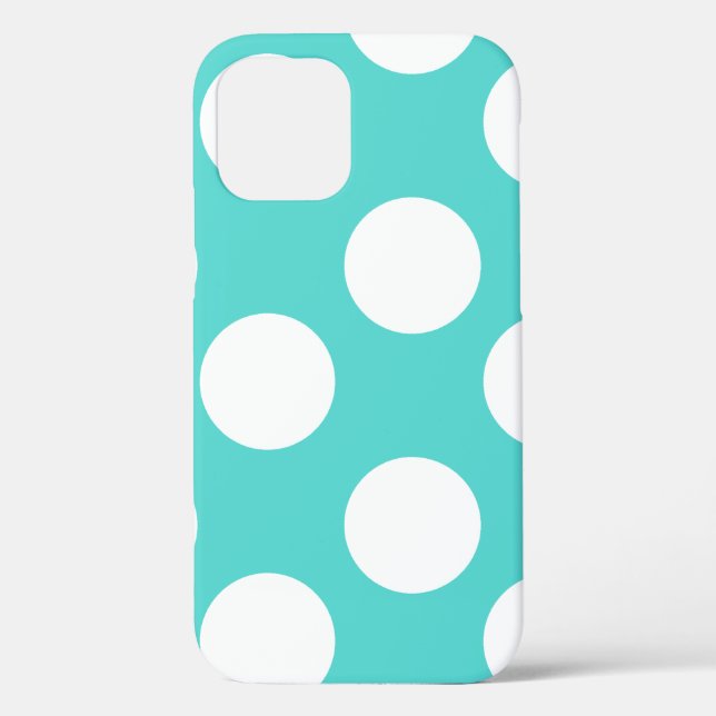 Coques Case-Mate iPhone Caisse turquoise et blanche de téléphone de point (Verso)