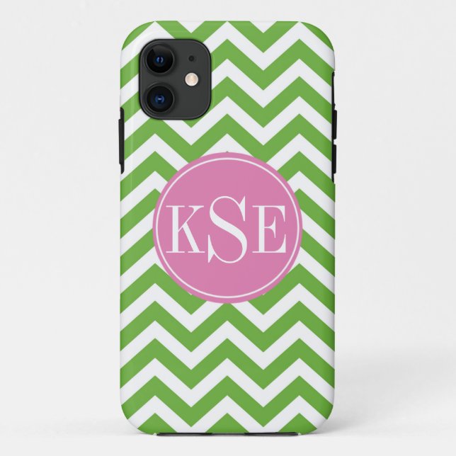 Coques Case-Mate iPhone Caisse verte de l'iphone 5 de pomme de monogramme (Dos)