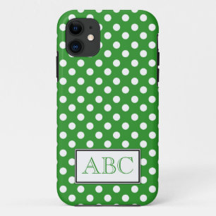 Coque Case-Mate iPhone Caisse verte et blanche de point de polka de