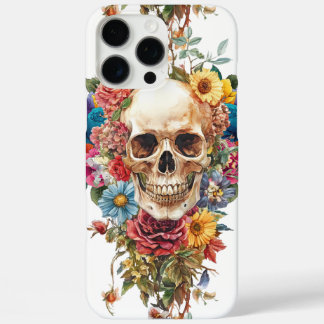 Coque iPhone 16 Pro Max Calavera y flores