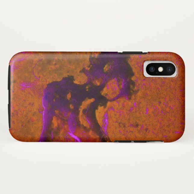 Coques Case-Mate iPhone Calcaire Abstrait dans les violets et l'orange brû (Dos (Horizontal))