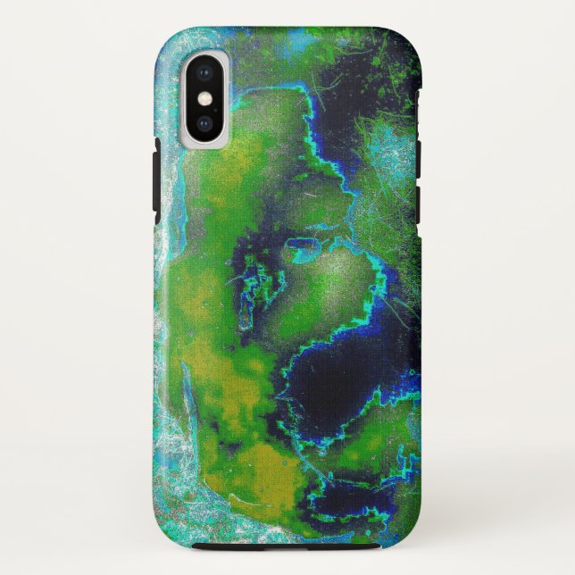 Coques Case-Mate iPhone Calcaire Abstrait en vert citron et bleu (Dos)