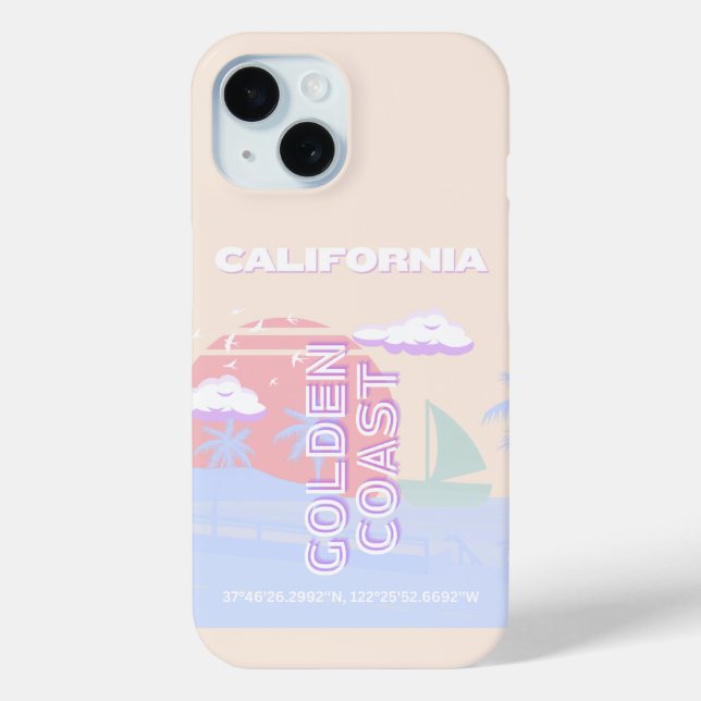 Coques Case-Mate iPhone Californie, Plage, Art du voyage, Preppy, Pastel (Verso)