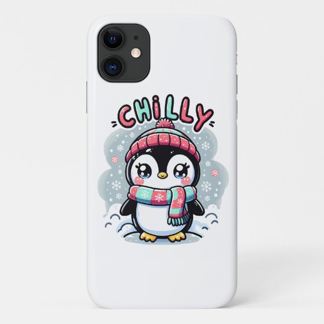 Coques Case-Mate iPhone Câlins écharpe neigeuse de Manchot Frileux (Dos)