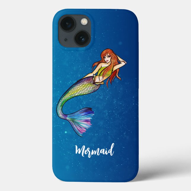Coques Case-Mate iPhone Calliage moderne Rainbow Mermaid Ginger cheveux (Verso)