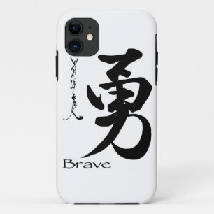 Coque iPhone 11 Calligraphie chinoise japonaise COURAGEUSE de