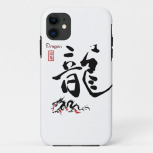 Coque iPhone 11 Calligraphie chinoise japonaise de DRAGON de