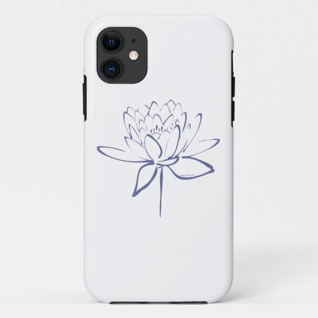 Coques Case-Mate iPhone Calligraphie de Lotus (bleue) (Dos)