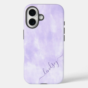 Coque Pour iPhone 16 Calligraphie de teinture pourpre Nom personnalisé