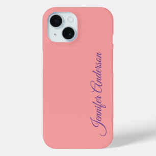 Coque Case-Mate iPhone Calligraphie Elégant Pastel Rouge Nom personnalisé