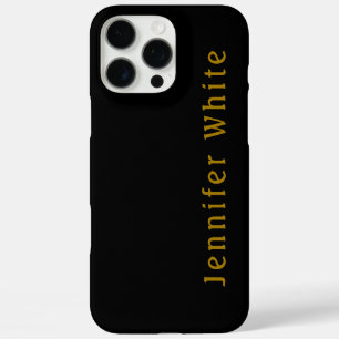 Coque iPhone 16 Pro Max Calligraphie Elegant Retro Gold & Black Nom