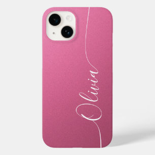 Coque Case-Mate iPhone Calligraphie élégante rose blanc Nom du script