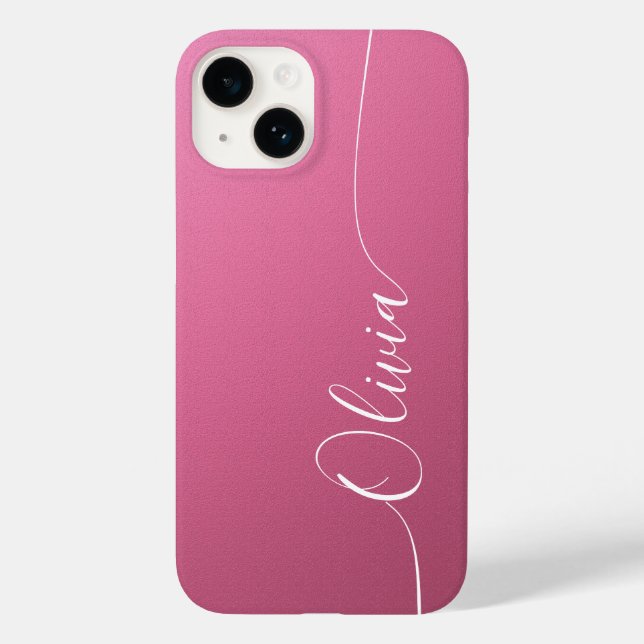 Coques Case-Mate iPhone Calligraphie élégante rose blanc Nom du script (Verso)