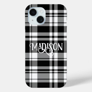 Coque Case-Mate iPhone Calligraphie en tartan noir et blanc