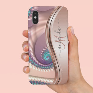 Case-Mate iPhone Case Calligraphie manuscrite rose en or fractale
