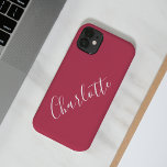 Coque Case-Mate iPhone Calligraphie minimaliste Nom personnalisé Magenta<br><div class="desc">Calligraphie minimaliste Nom personnalisé Magenta Boîtier de téléphone rouge</div>