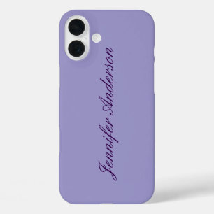 Coque Pour iPhone 16 Plus Calligraphie Pastel Pale Purple Personnalisé