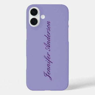 Coque Pour iPhone 16 Plus Calligraphie Pastel Pale Purple Personnalisé