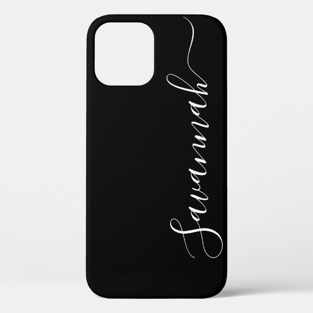 Coques Case-Mate iPhone Calligraphie simple en noir et blanc personnalisée (Verso)