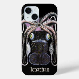 Coque Pour iPhone 15 Calmar géant vintage ou poulpe, animal marin