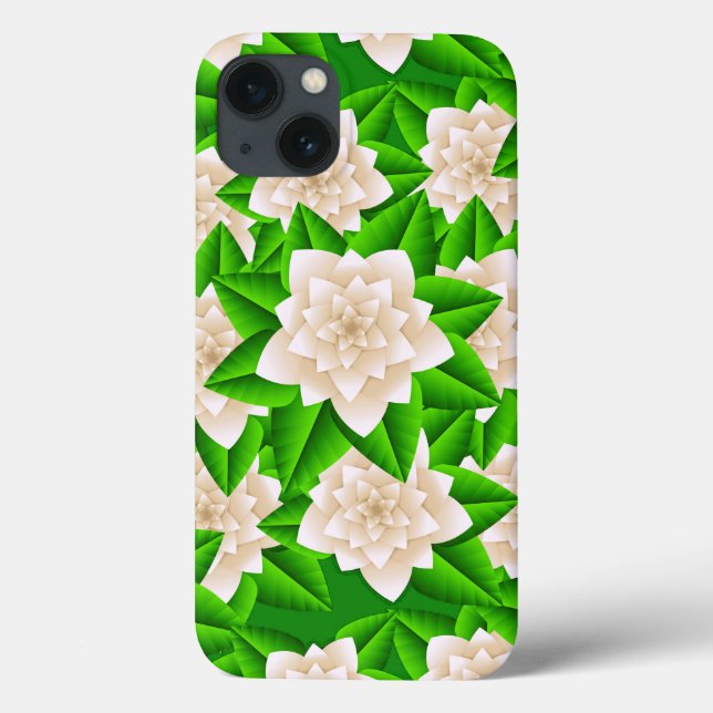 Coques Case-Mate iPhone Camélias blancs et feuilles vertes (Verso)