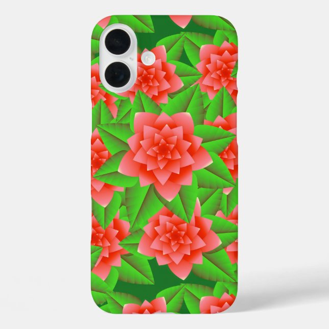 Coques Case-Mate iPhone Camélias orange corail et feuilles vertes (Verso)