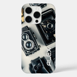 Coque iPhone 16 Pro Cameras vintages sur Arrière - plan blanc