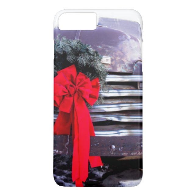 Coques Case-Mate iPhone Camion antique avec couronne de Noël festive (Dos)