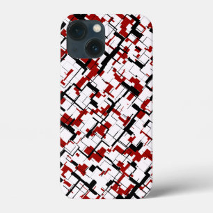 Etui iPhone 13 Mini Camion numérique noir blanc Motif rouge